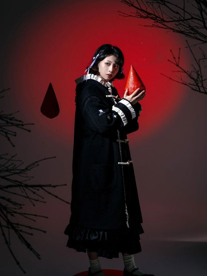 Lace crotch button wool silhouette coat【s0000003613】