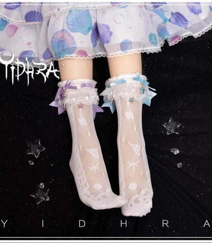 Yidhra - Lolita Ankle Socks Detachable Sock Cuffs With Bow/Pendant