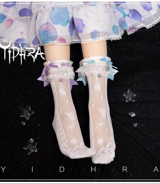 Yidhra - Lolita Ankle Socks Detachable Sock Cuffs With Bow/Pendant