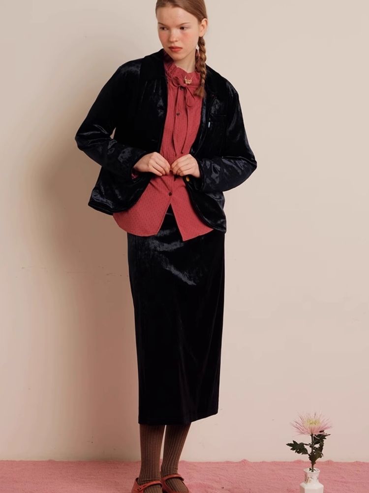 Textured Blush Plum Long Sleeve Shirt【s0000006464】