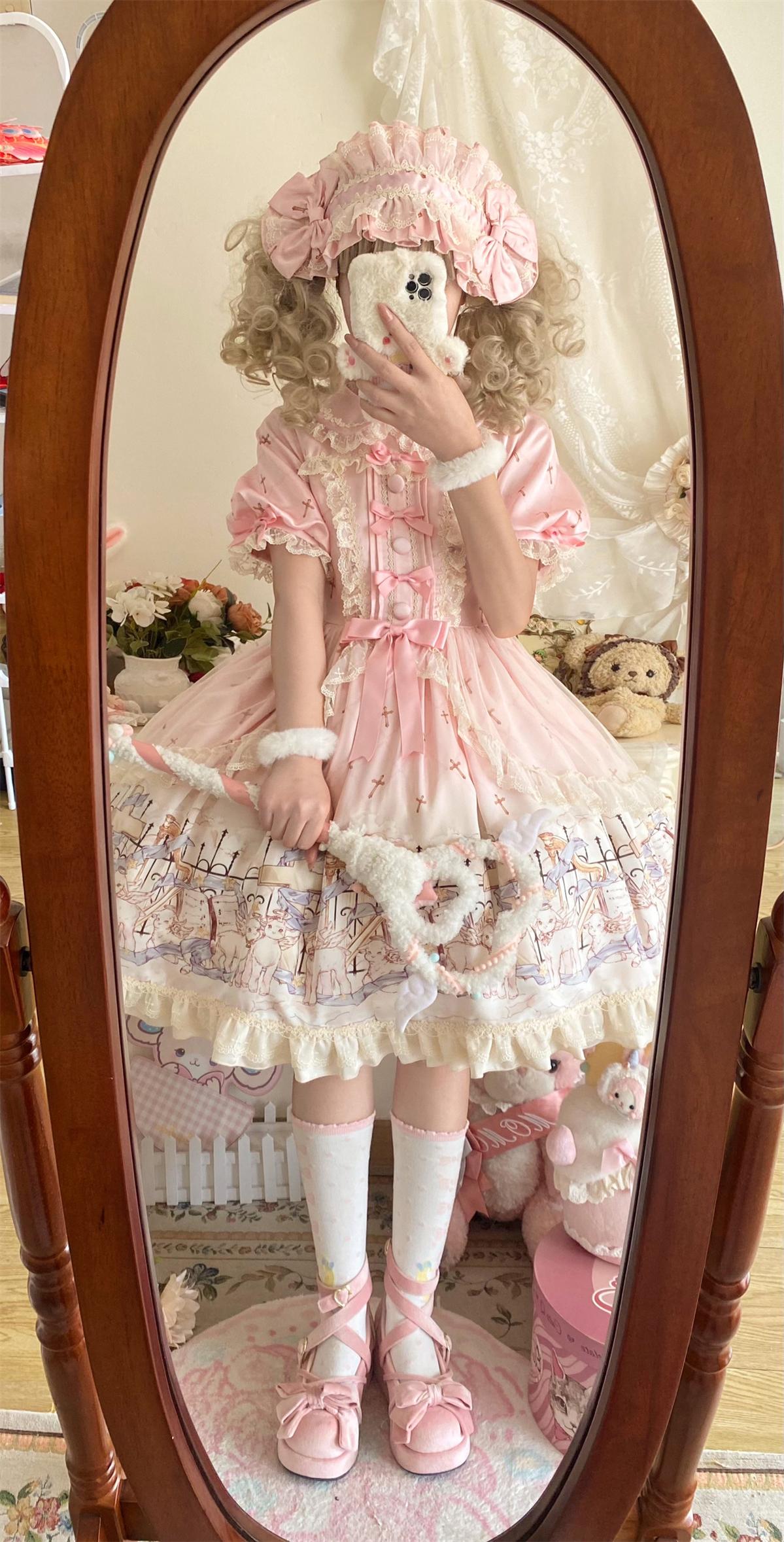 Uncle's Workshop - Angel Lamb - Kawaii Lolita Dress With Side Pockets, Lamb Print