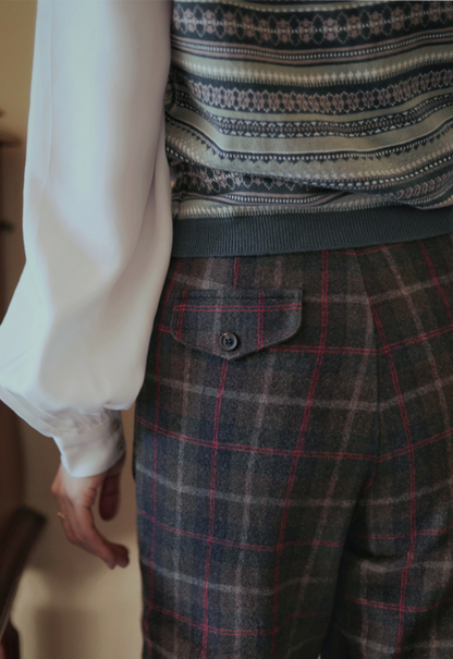 British plaid cropped wool pants