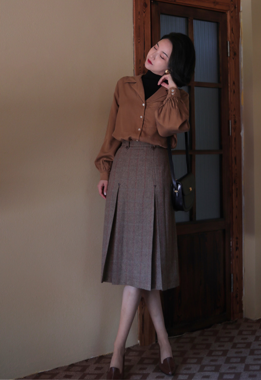 British Plaid Retro Tweed Skirt