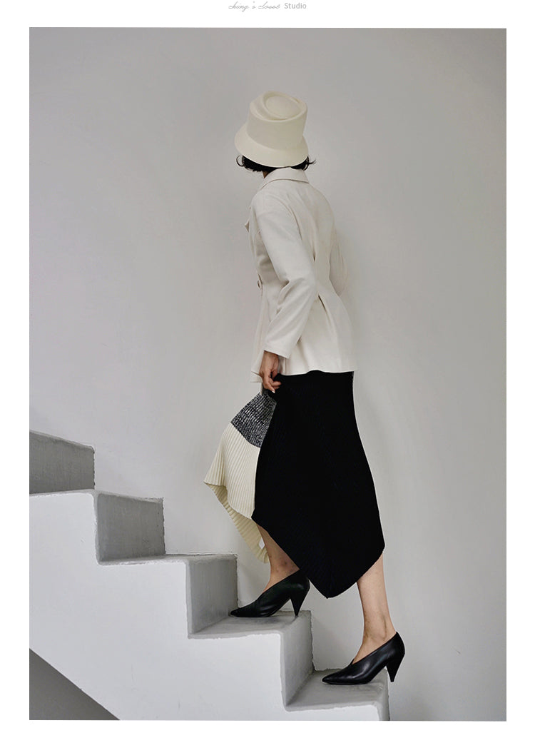 Oriental lady monotone knit skirt