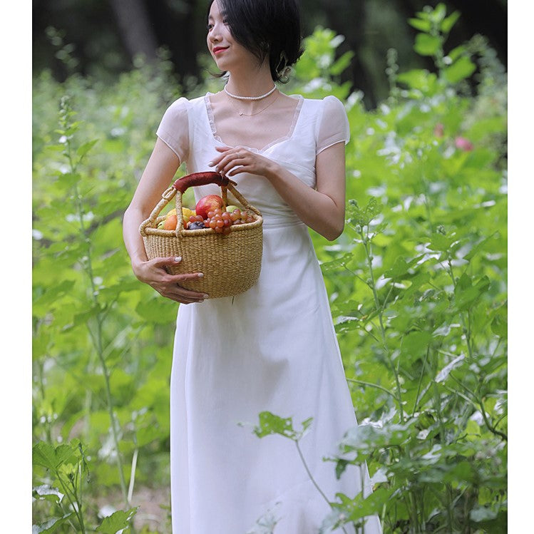 British lady's white vintage dress