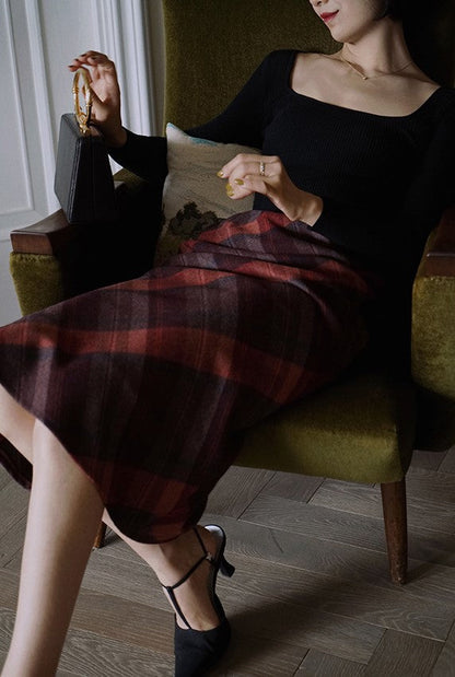 British plaid elegant skirt