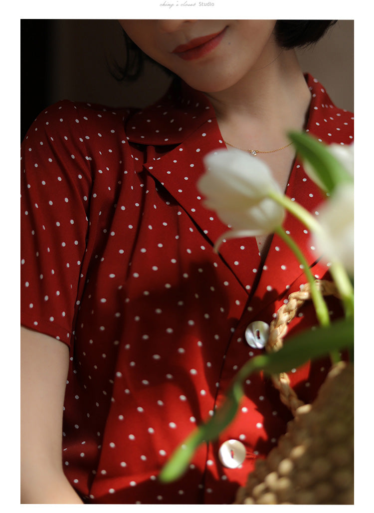 Red Polka Dot Pattern Retro Dress