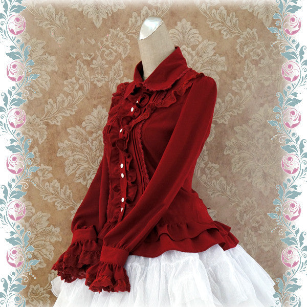 Strawberry Witch - Elegant Lace-Up Back Lolita Blouse