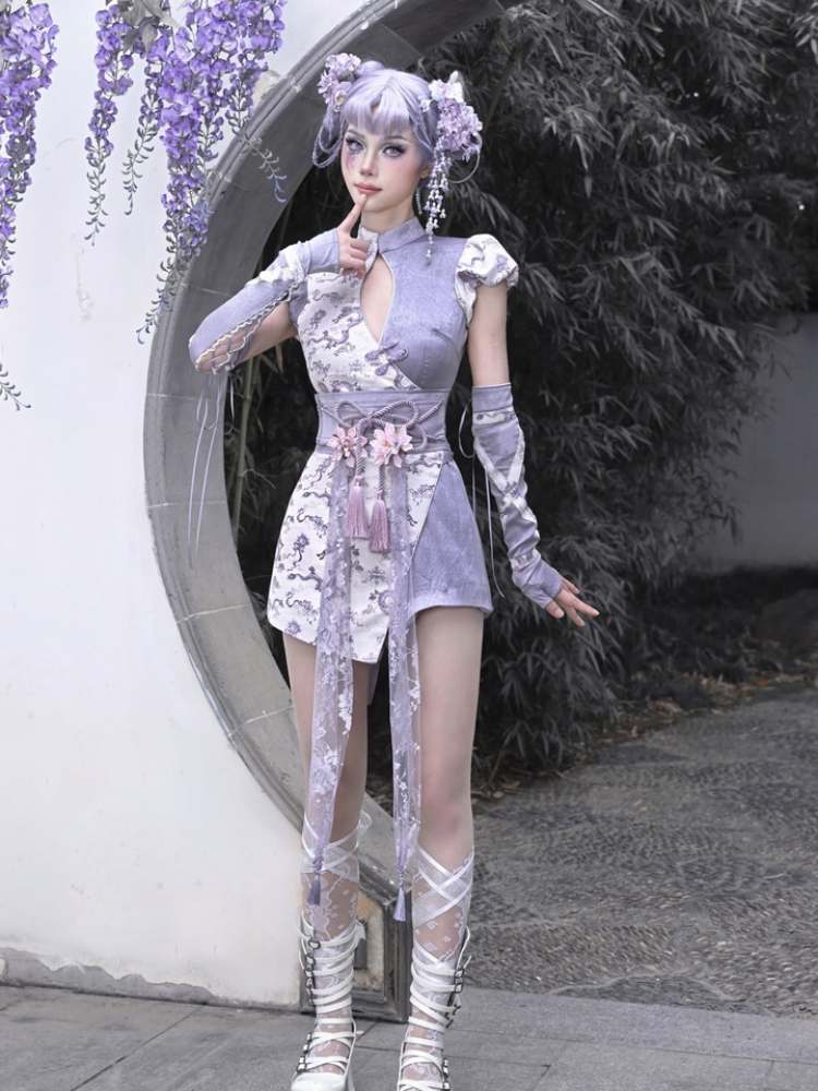Dragon Pattern Chinese Dress & Ribbon Flower Girdle【s0000009041】