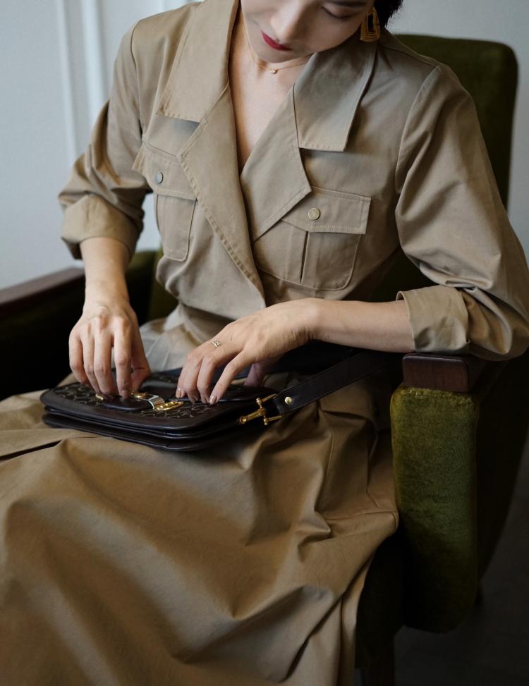 Western vintage khaki trench coat