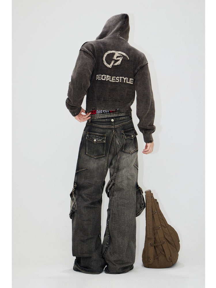 Multi Pocket Denim Wide Cargo Pants【s0000004188】