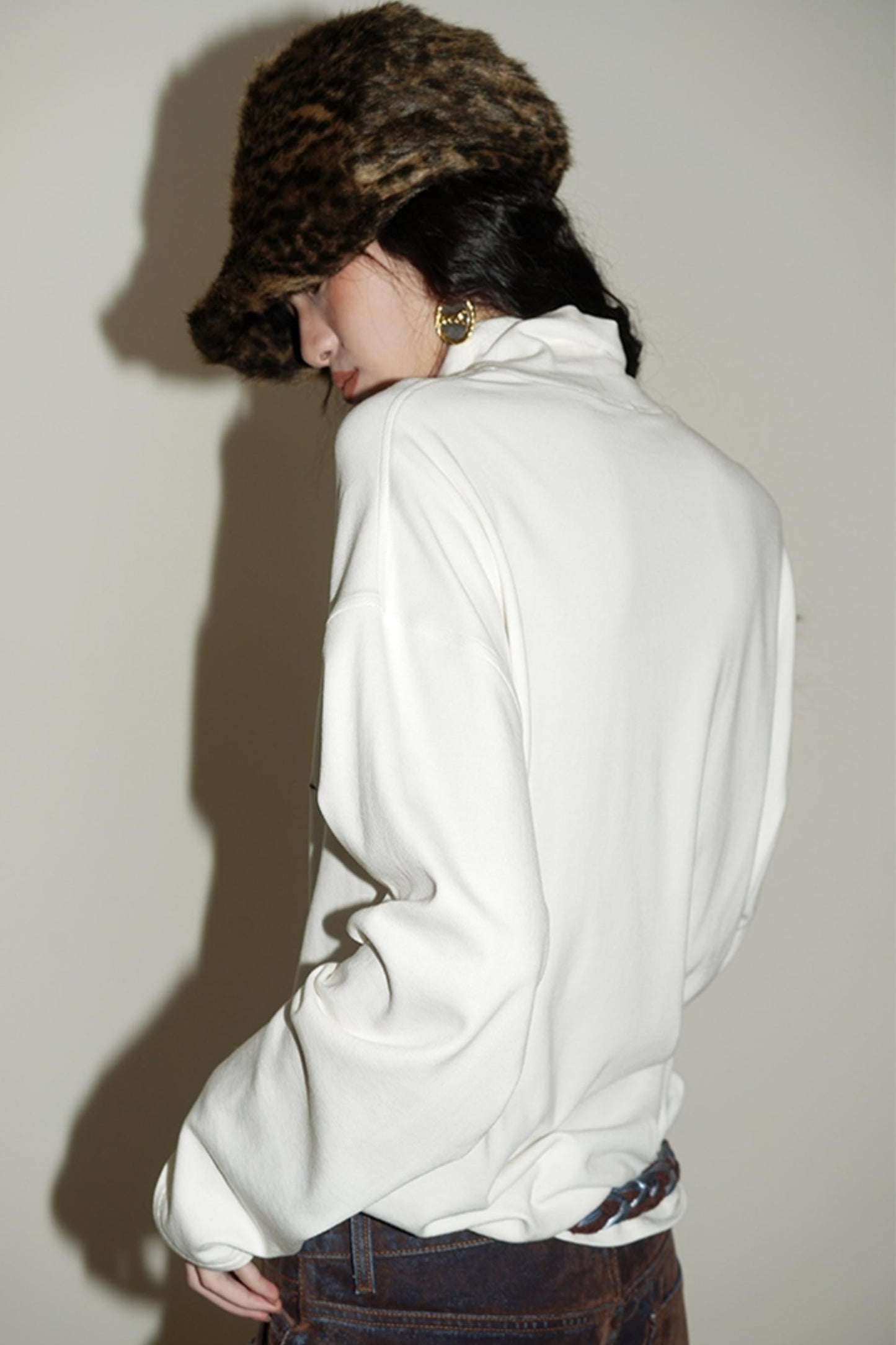 Casual Puppy Design Crewneck Top