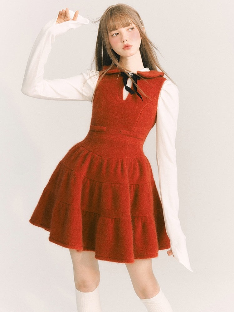 Doll Collar Sleeveless Ribbon Tiered Dress【s0000003862】