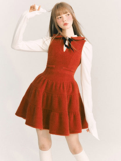 Doll Collar Sleeveless Ribbon Tiered Dress【s0000003862】