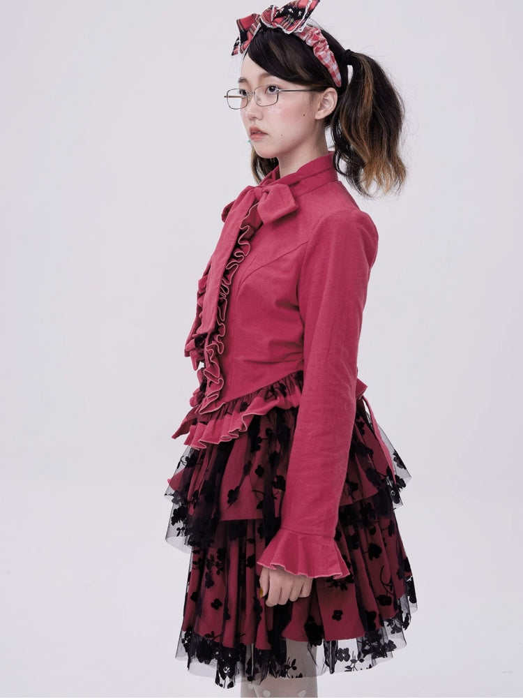 Showa Retro Sweet & Cute Bowknot Frilled Lolita Shirt【s0000003181】