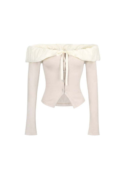 Lace Off Shoulder Knit Tops & Tutu Mini Skirts【s0000007365】