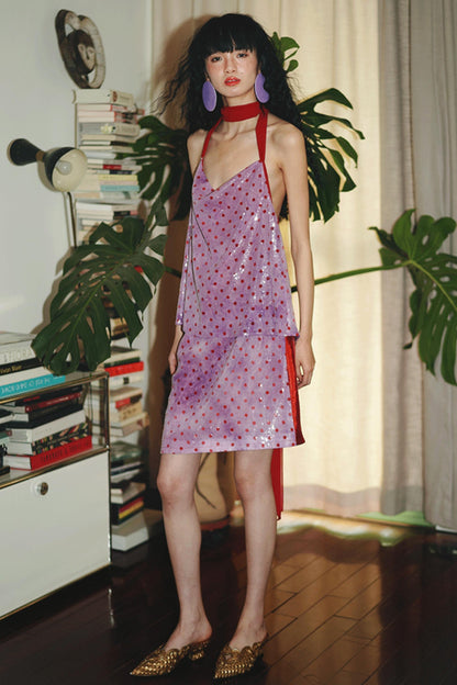 Sequin Dot Backless Resort Skirt Set-Up