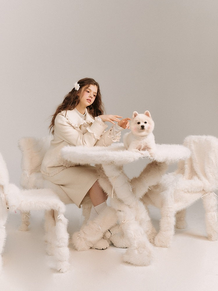 Wool Weave Lazy Bouquet Button Frills Jacket & Skirt【s0000003857】