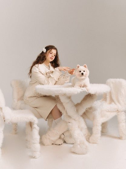 Wool Weave Lazy Bouquet Button Frills Jacket & Skirt【s0000003857】