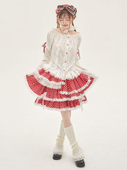 Ruffled Lace Blouse【s0000001876】