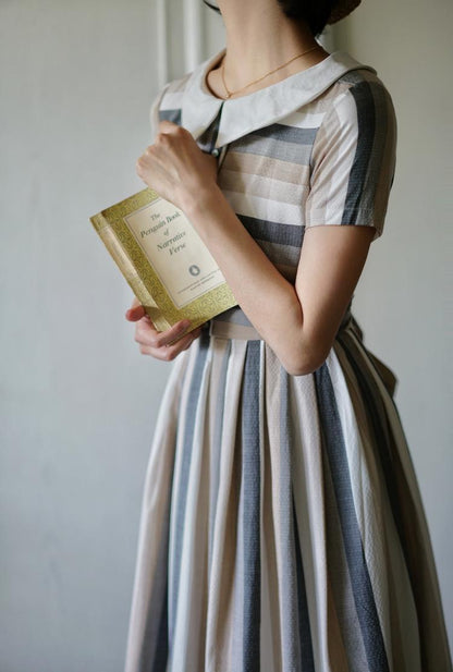 Literary Lady Vintage Striped Dress