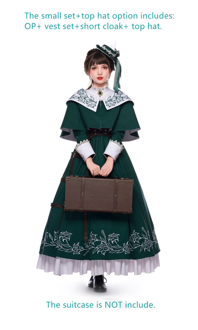 Youpairui - Lobnya - Gothic Nun Lolita Green OP Dress Set