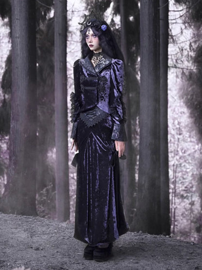 Gothic Velvet Lace Up Lace Mermaid Long Skirt【s0000003869】