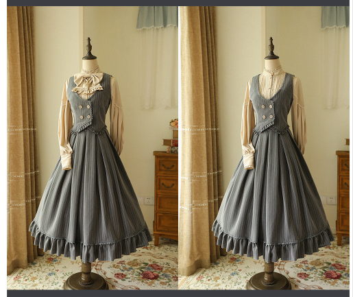 Forest Wardrobe - North of the Forest - Classic Lolita Striped Vest Skirt Set