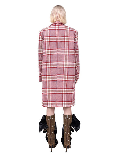Plaid Mid Length Double Breasted Coat【s0000004348】