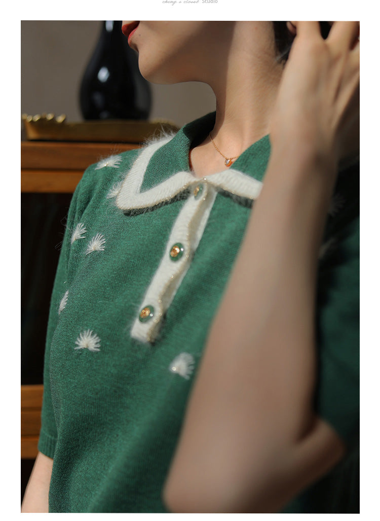 dark green polo knit