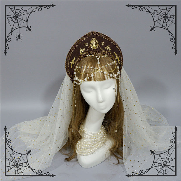 Foxcherry - Retro Lolita Gorgeous Bead Chain Headdress Multicolors