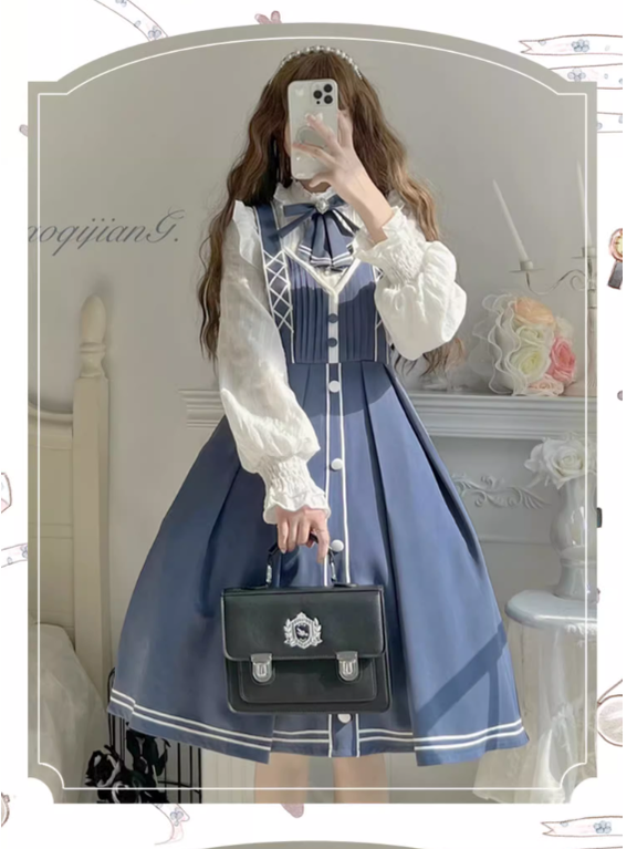 Chunlv Lolita - Book of Lies - Elegant College Style Princess JSK Set