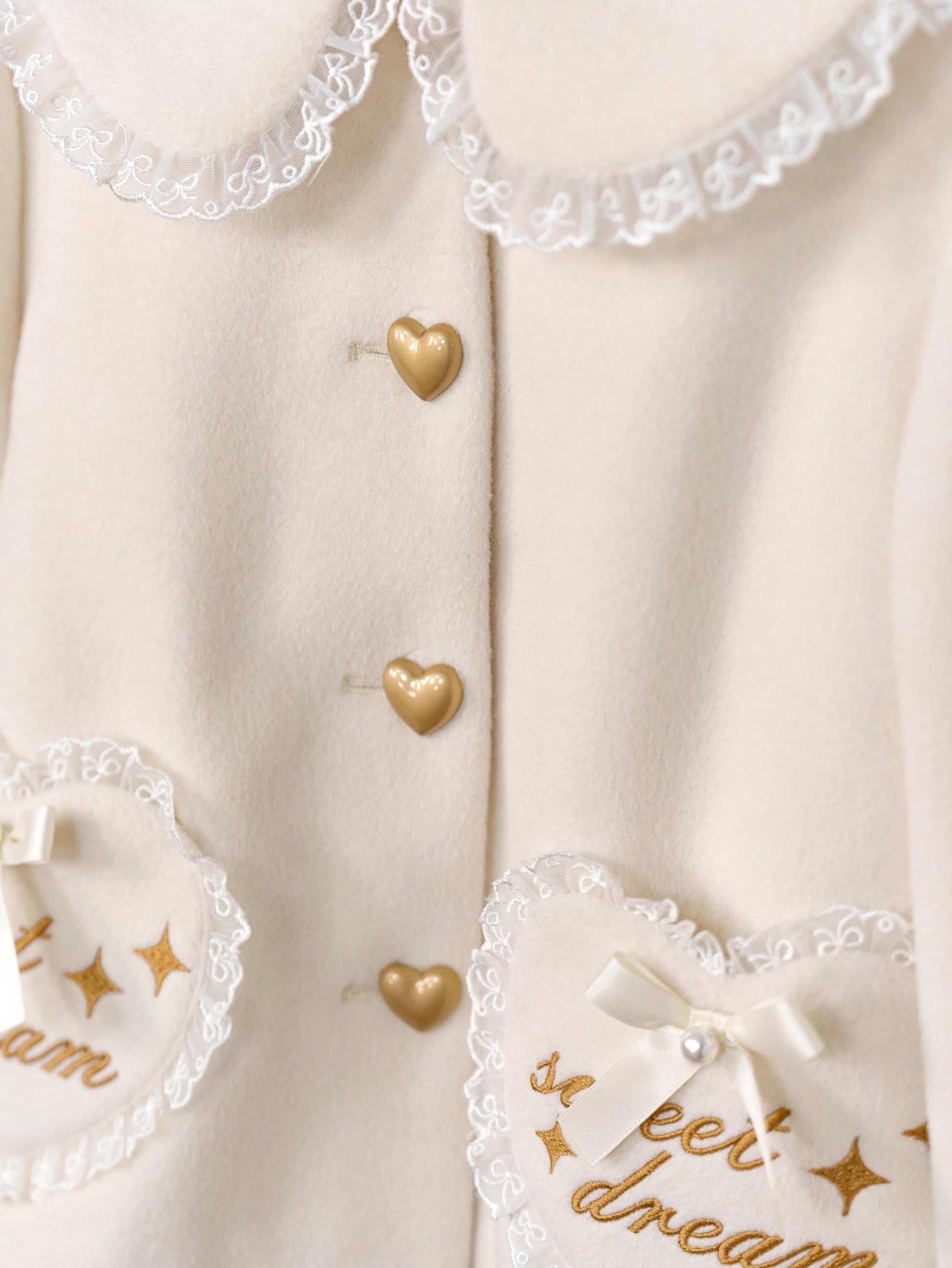 Dream Magic Box - Milk Puff - Winter Fleece-lined Sweet Lolita Coat, Detachable Collar