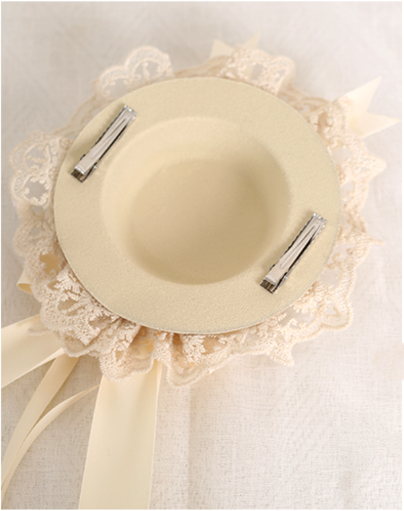 Xiaogui - Sweet Lolita Ivory Lace bow Hair Accessories