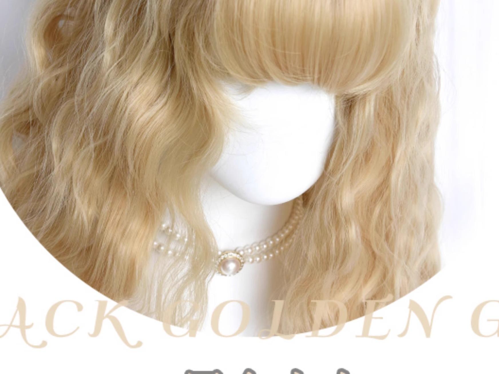 Sinwavy - Black Gold Girl - Elegant Lolita Wig Golden Long Curly Hair