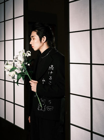 Black Wool Suit Jacket【s0000003618】