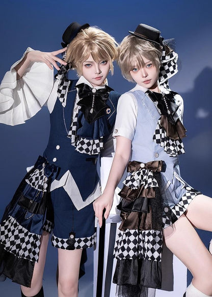 Forest Fluorescent Carps - The Judge's Game - Light Blue Ouji Lolita Shorts, Short Sleeve Shirt