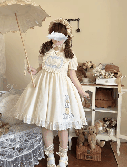Niu Niu - Sweet Dream Bunny - Plus Size Kawaii Lolita Apricot OP
