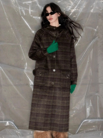 Plaid Hooded Reversible Tweed Coat【s0000005634】