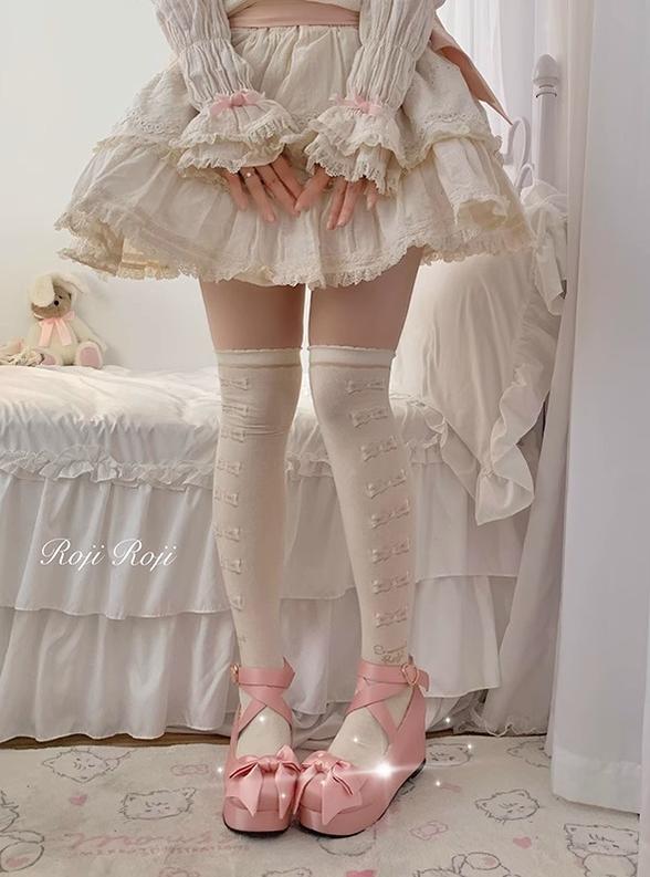Roji Roji - Winter Lolita Thigh High Socks Slim Leg Socks
