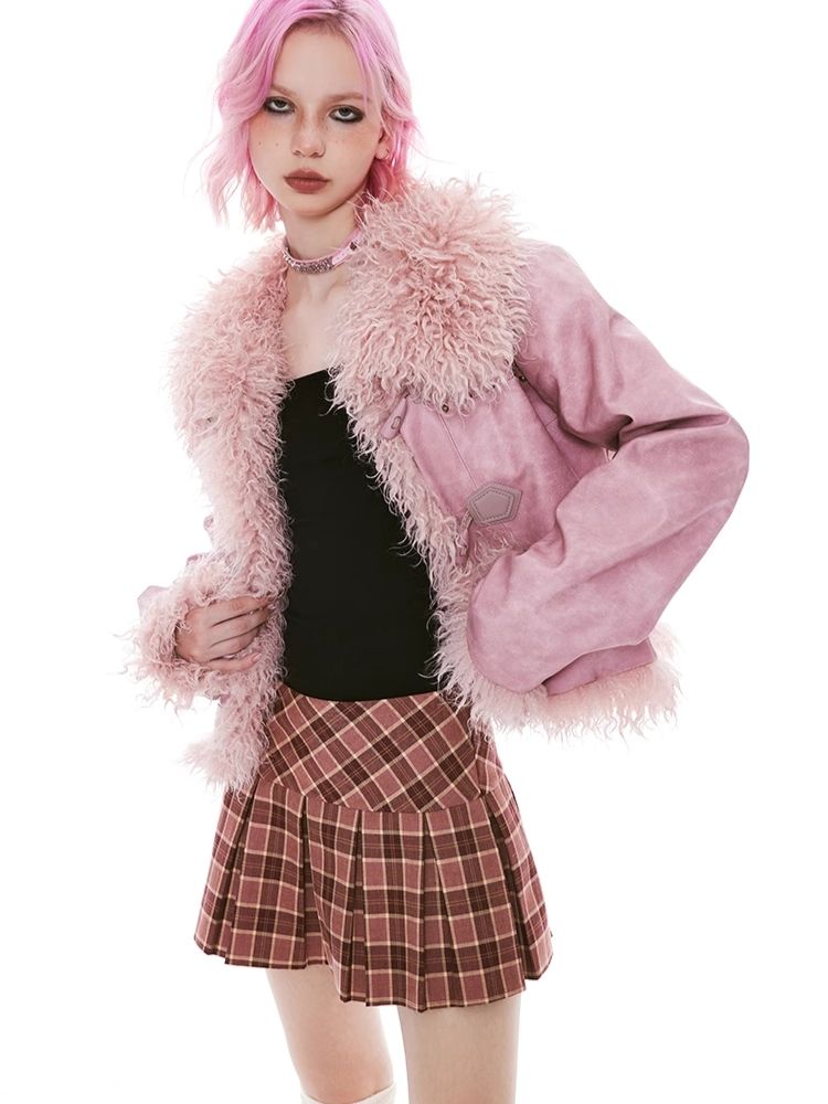 Retro plaid bustier pleated skirt【s0000004960】