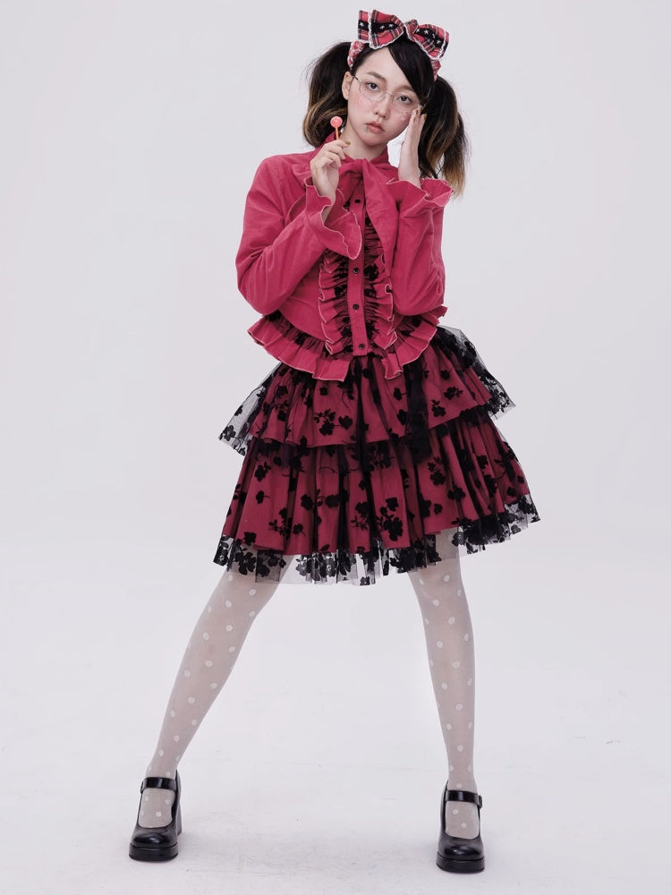 Showa Retro Sweet & Cute Bowknot Frilled Lolita Shirt【s0000003181】