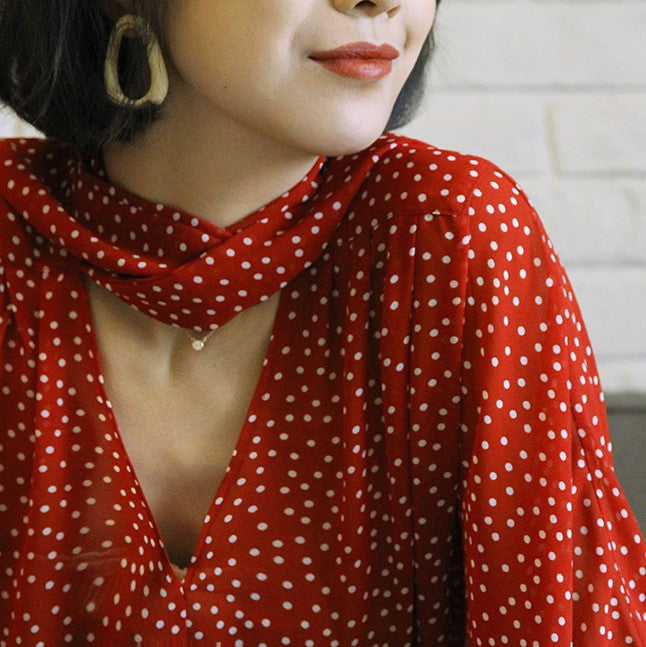 Lady's Polka Dot Retro Blouse