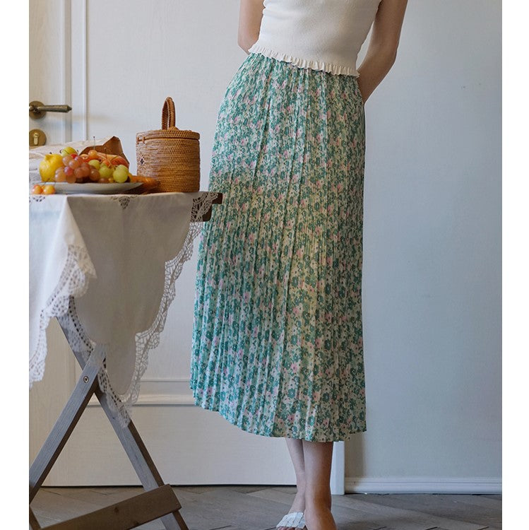 Secret garden pleated long skirt