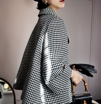 Houndstooth Plaid Classical Wool Jacket