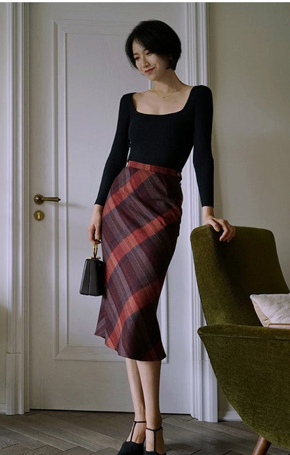 British plaid elegant skirt