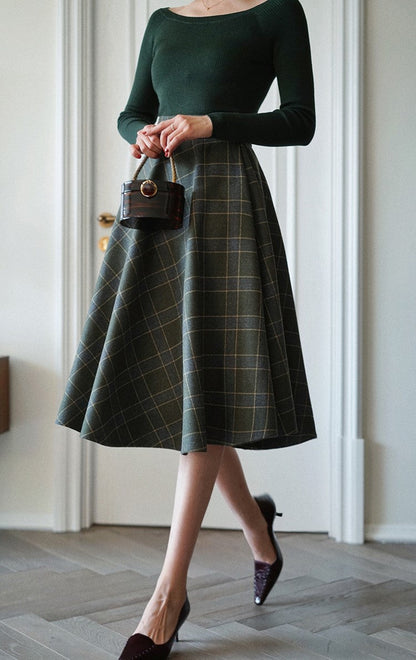 Western ladies plaid retro skirt