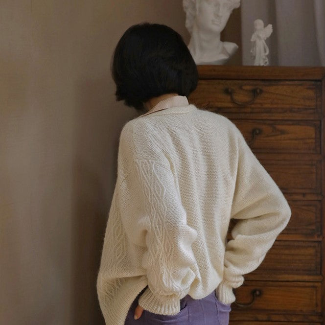 Aran pattern mohair cardigan