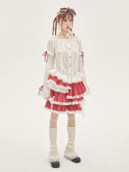 Ruffled Lace Blouse【s0000001876】