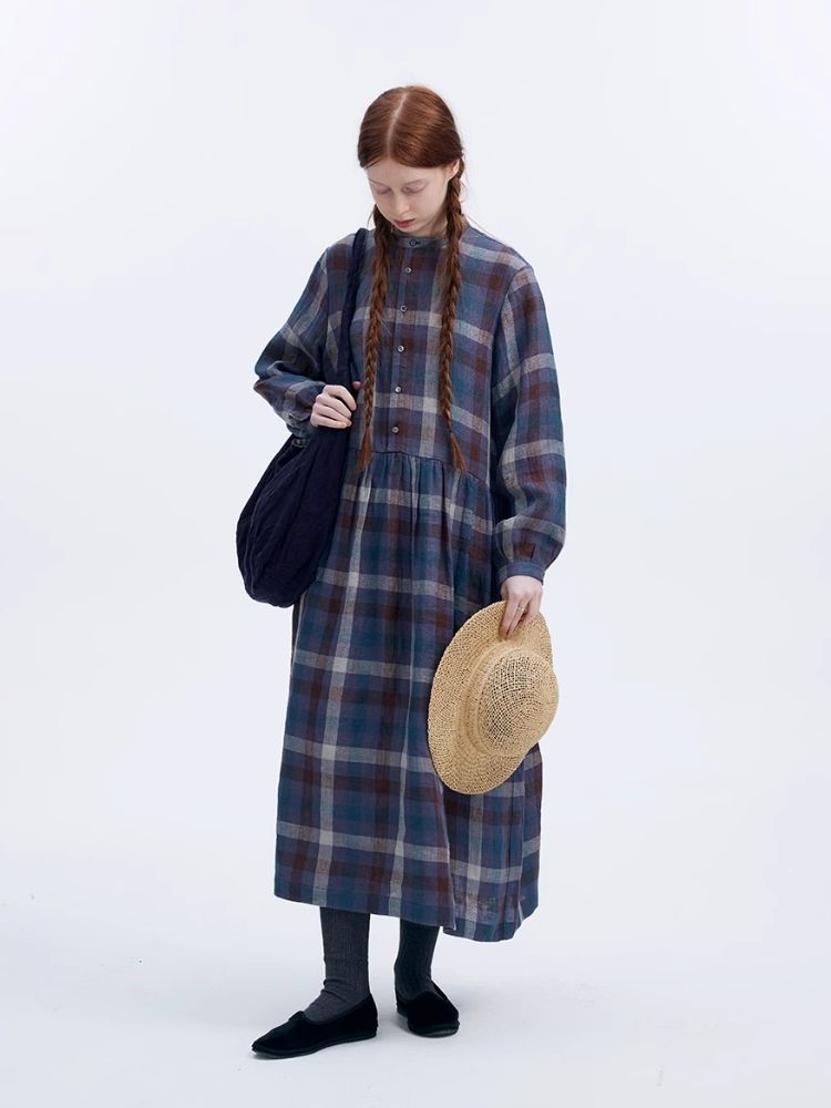 Plaid Long Sleeve Dress【s0000007953】